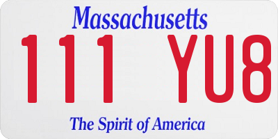 MA license plate 111YU8