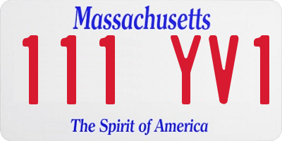 MA license plate 111YV1