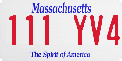 MA license plate 111YV4