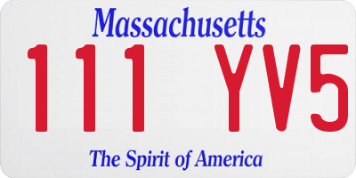 MA license plate 111YV5