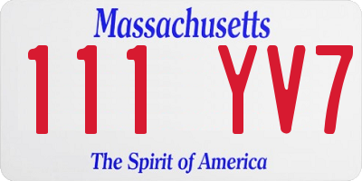 MA license plate 111YV7
