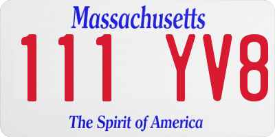 MA license plate 111YV8
