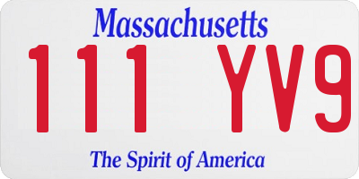 MA license plate 111YV9