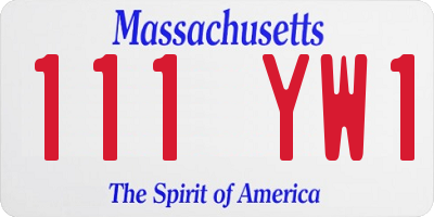 MA license plate 111YW1