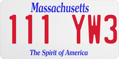 MA license plate 111YW3