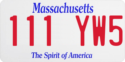MA license plate 111YW5
