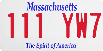 MA license plate 111YW7