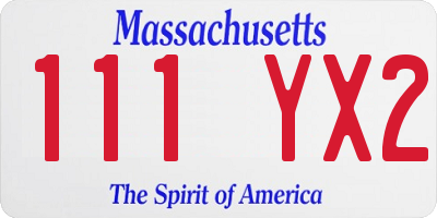 MA license plate 111YX2