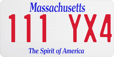 MA license plate 111YX4