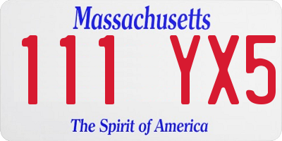 MA license plate 111YX5