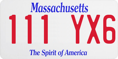 MA license plate 111YX6
