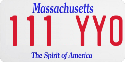 MA license plate 111YY0