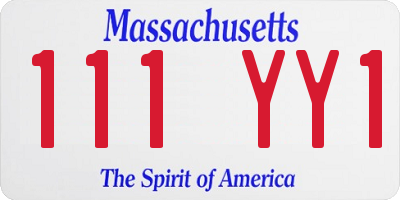 MA license plate 111YY1