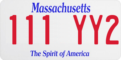 MA license plate 111YY2