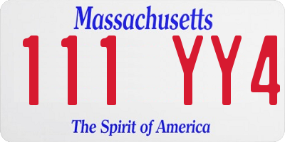 MA license plate 111YY4