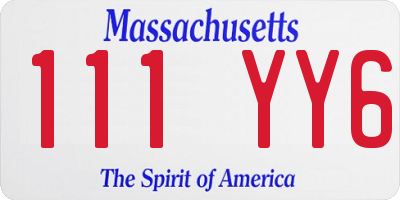 MA license plate 111YY6