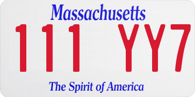 MA license plate 111YY7