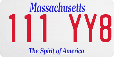 MA license plate 111YY8