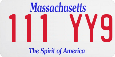 MA license plate 111YY9