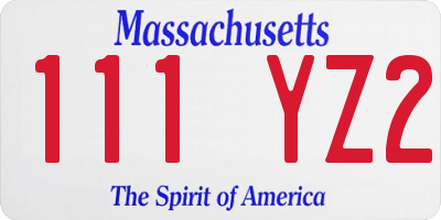 MA license plate 111YZ2