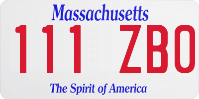 MA license plate 111ZB0