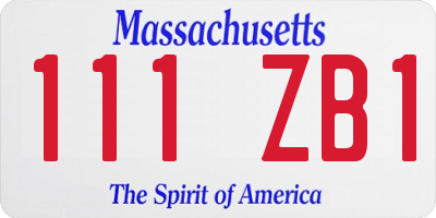 MA license plate 111ZB1