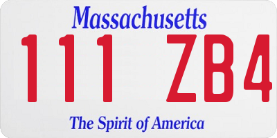 MA license plate 111ZB4