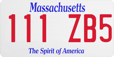 MA license plate 111ZB5