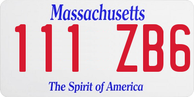 MA license plate 111ZB6