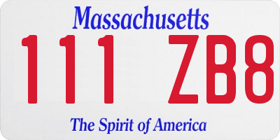 MA license plate 111ZB8