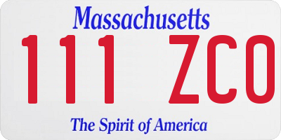 MA license plate 111ZC0