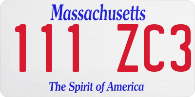 MA license plate 111ZC3