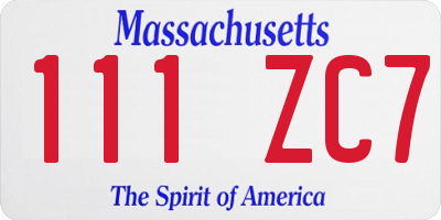 MA license plate 111ZC7