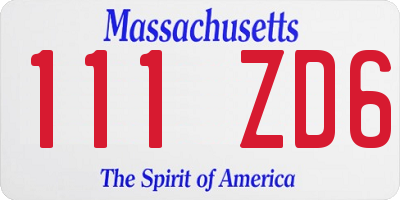 MA license plate 111ZD6