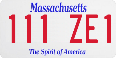 MA license plate 111ZE1
