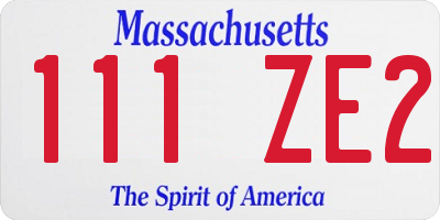 MA license plate 111ZE2
