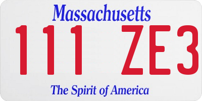 MA license plate 111ZE3