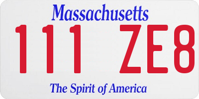 MA license plate 111ZE8