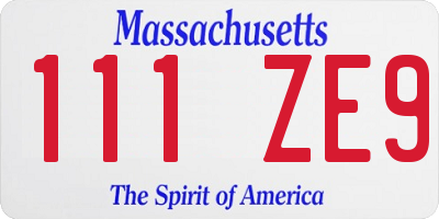 MA license plate 111ZE9