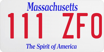 MA license plate 111ZF0