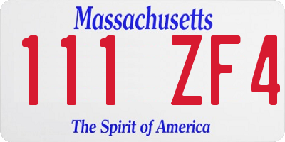 MA license plate 111ZF4