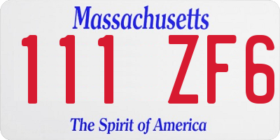 MA license plate 111ZF6
