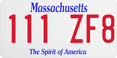 MA license plate 111ZF8