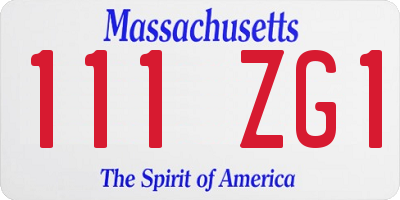 MA license plate 111ZG1
