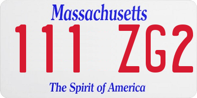 MA license plate 111ZG2