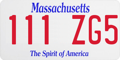 MA license plate 111ZG5