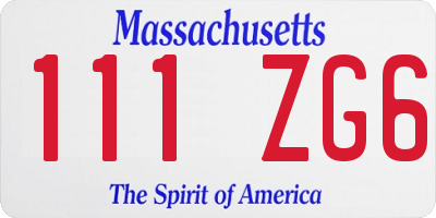 MA license plate 111ZG6