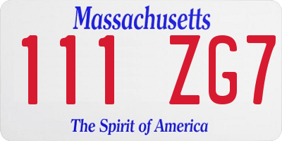 MA license plate 111ZG7
