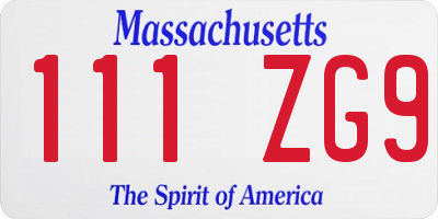 MA license plate 111ZG9
