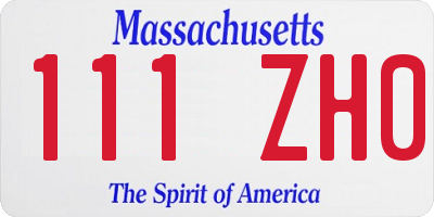 MA license plate 111ZH0